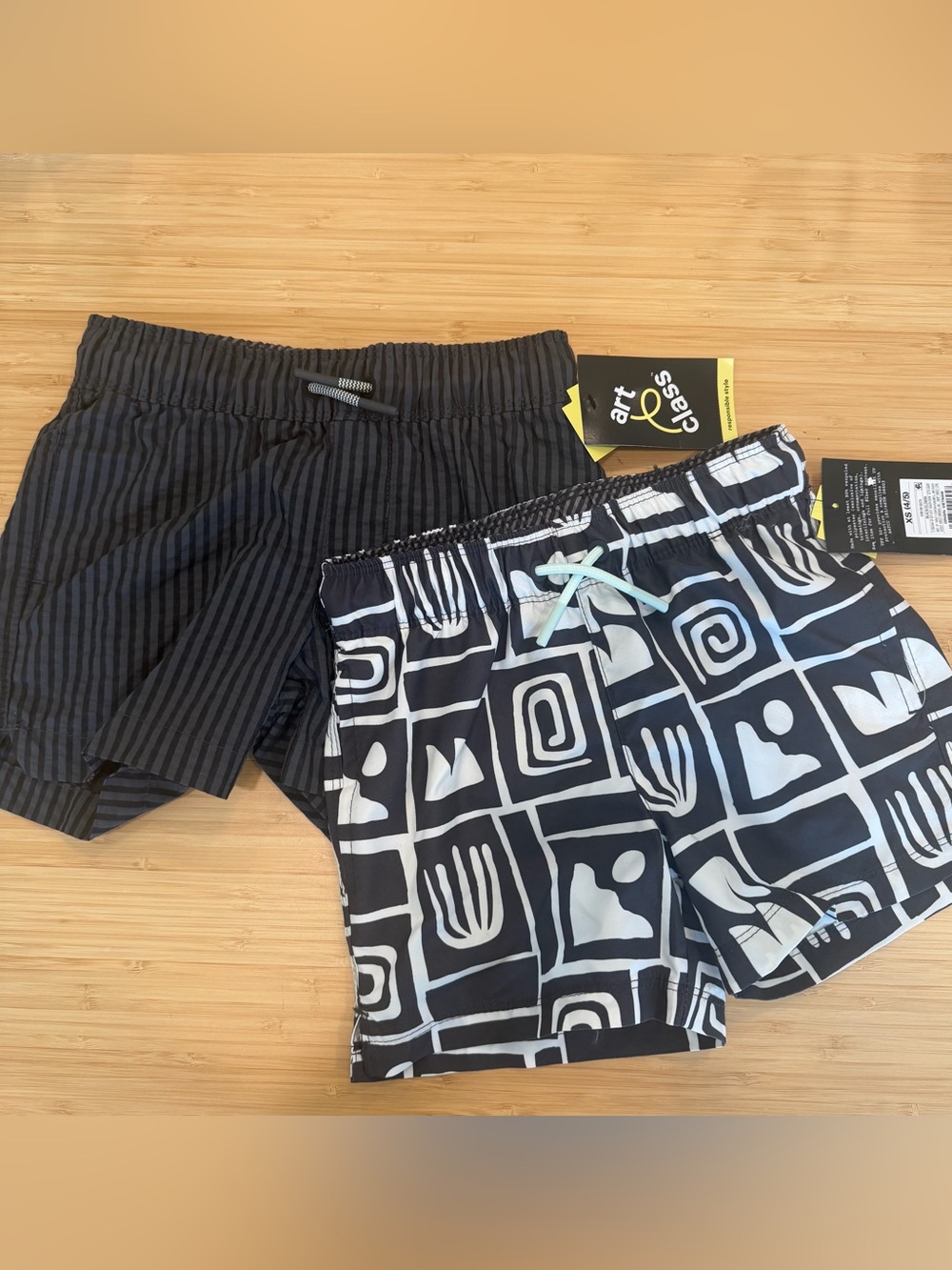 Lot 2 Boys Swim Trunks Sz 4/5T Art Class Target Beach Short Black White NWT 3"